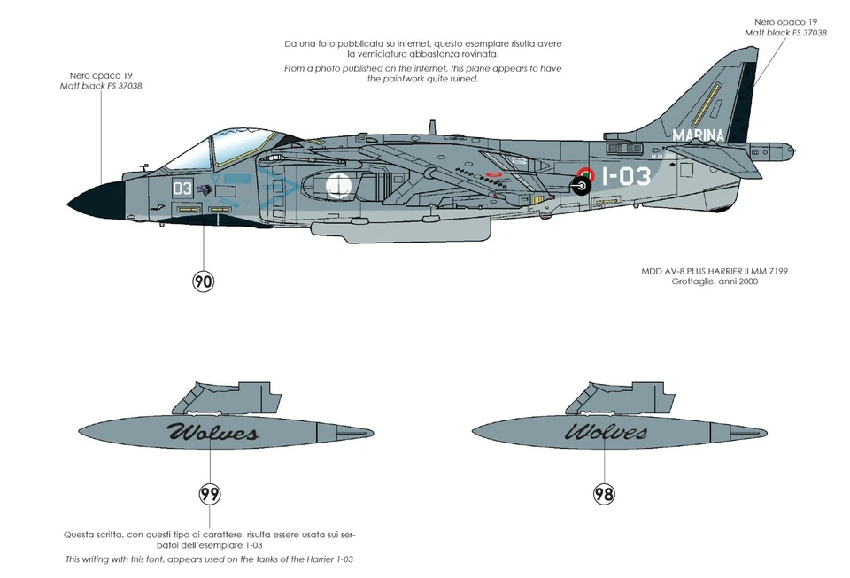 TAURO MODEL TM48/544 AV-8B/TAV-8B MARINA MILITARE ITALIANA, INSEGNE/CODICI 1:48 - Immagine 4 di 4