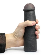 8.5" Thick Dick Black Girth Erection Enhancer Penis Sleeve Real Cock Extender