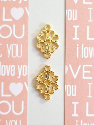 SWANEWIT Paarverbinder 2 x Ornament Charms Gold Schmuckherstellung Basteln Rund