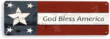God Bless America Patriotic Flag USA Metal Flag Decor Tin Sign B613