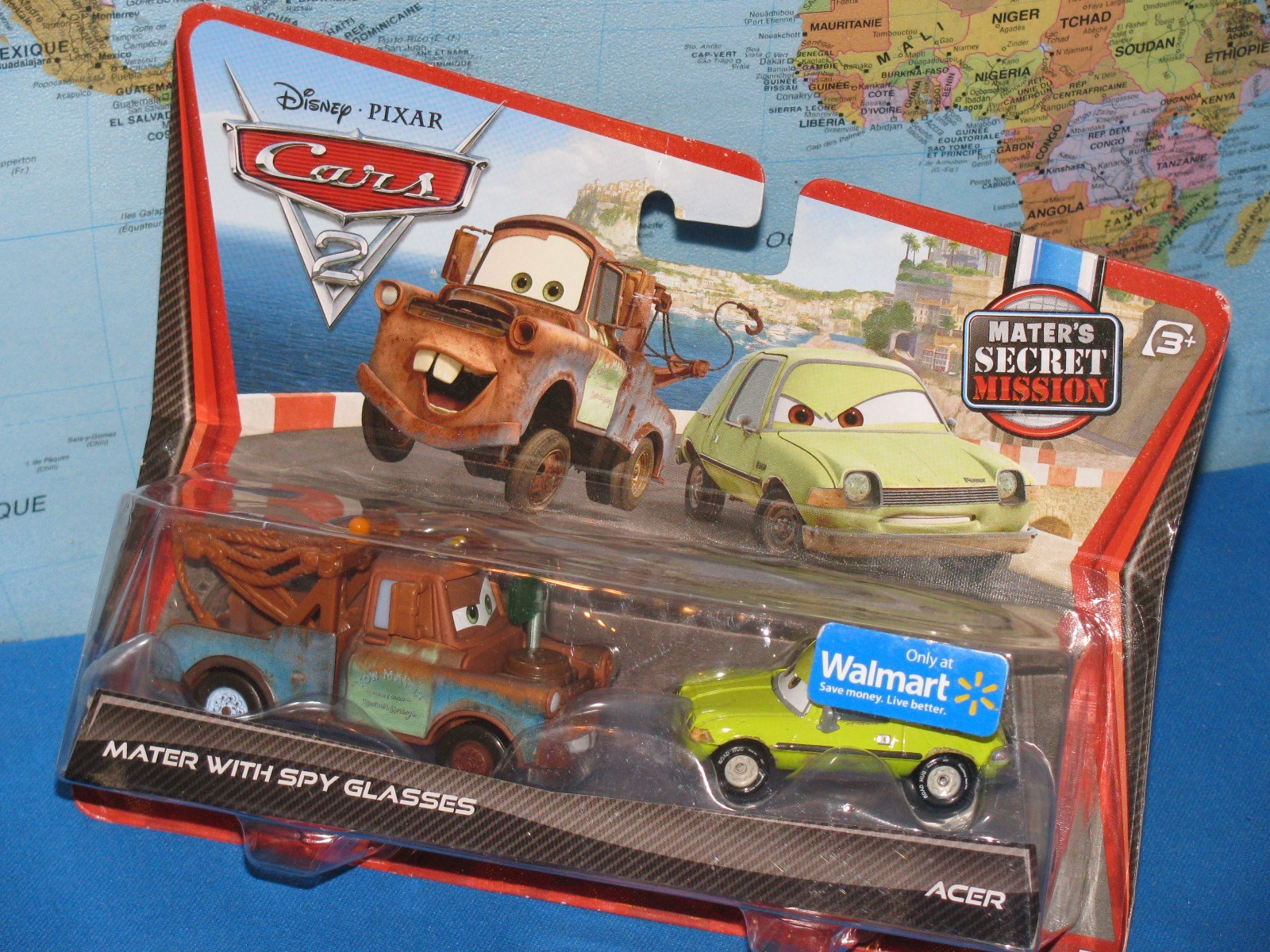 DISNEY PIXAR CARS 2 MATER with SPY GLASSES & ACER 2 PACK ***BRAND NEW & RARE*** - Picture 3 of 8