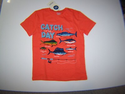 Hatley Boutique Boys Shirt Short Sleeve Catch of the Day Fish Size 7 NWT