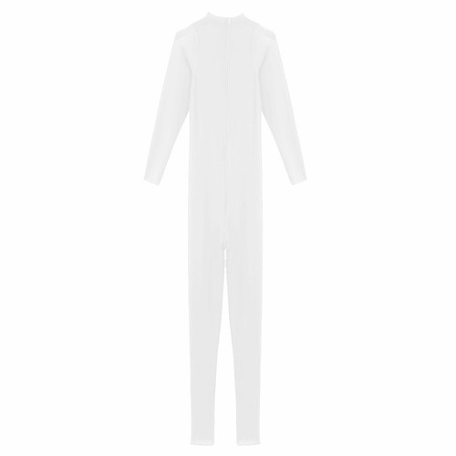 Womens One-piece Jumpsuit Double Zipper Smooth Long Sleeve Bodysuit Nightwear - Picture 47 of 57