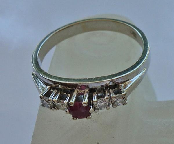 Brilliant ring ring with ruby diamond in 14kt 585… - image 4
