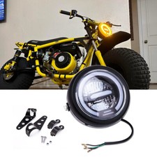 Faro redondo LED para motocicleta alto/bajo DRL luz amarilla + abrazaderas para Coleman B200R