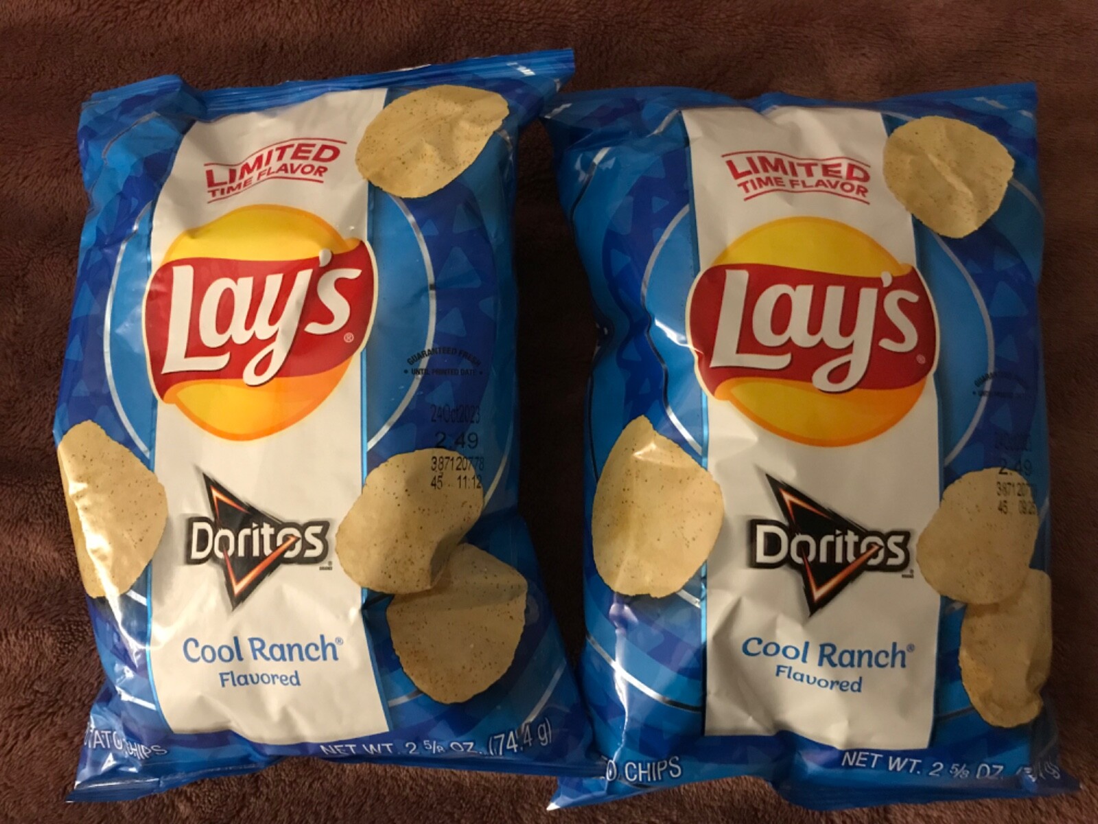 LAYS POTATO CHIPS LIMITED EDITION DORITOS COOL RANCH FLAVOR 2 2.75oz