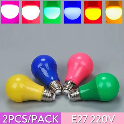 2X E27 220v Led Bulbs Globe Bulb Red Blue Green Orange Purple 240v Rgb A60 Light