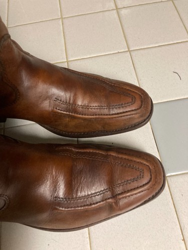 Vintage Sheplers Mens 10 Thick Brown Leather Western Cowboy Boots USA Rockabilly - Picture 11 of 13