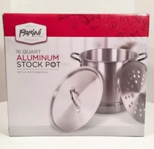 Parini Cookware 16 Qt Aluminum Stock Pot with Lid and Steamer Rack!