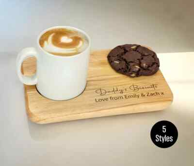 Tee- und Keksbrett mit Gravur personalisiert | Kaffee und Kuchen Serviertablett Geschenk
