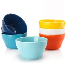 Porcelain Bouillon Cups 8 Ounce Dessert Bowls Set Of 6 Multicolor Hot Assorted C