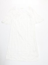 Marks and Spencer Womens White Geometric Cotton Top Dress Size 8