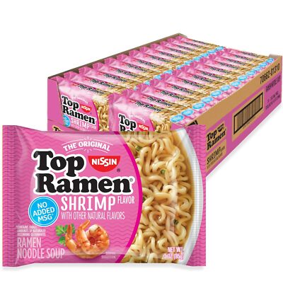 Top Ramen Noodle Soup Shrimp Flavor 3 Ounce Pack of 24