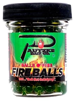 Pautzke Fire Balls Salmon Eggs 1.65oz Jar Chartreuse Garlic Biodegradable