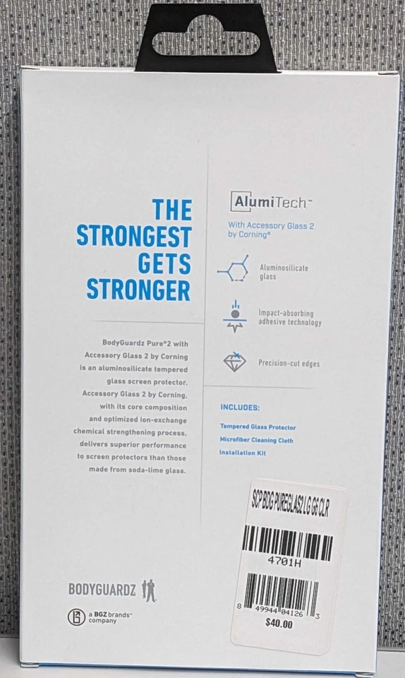 BODYGAURDZ THINNER Pure2 钢化玻璃屏幕保护膜 适用于 LG G6TM - 透明 — 第 2/2 张图片