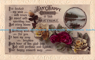 R308859 Viele Happy Returns of Your Birthday Ich habe meinen Wunsch mit Rosen geschmückt 8152 G