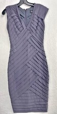Adrianna Papell Bodycon Dress Womens 6 Purple Gray Layred Fitted Cocktail Party