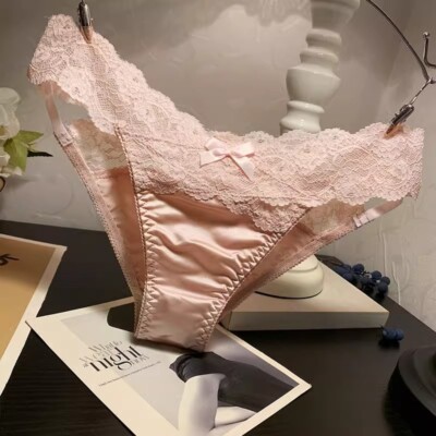5 Packs Lot Womens Satin Panties Briefs French Lace Waist String Bikinis Thongs