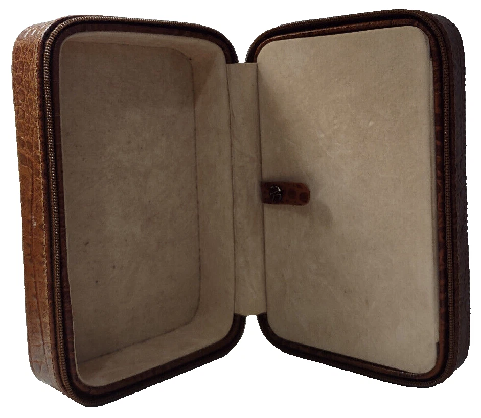 Estuche de cuero con cremallera para conjunto de manicura joyería artículos de tocador maquillaje forrado de terciopelo Foto 4 de 4