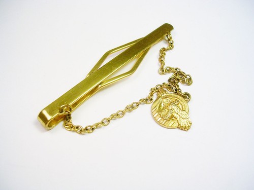 VINTAGE STERLING SILVER TIE CHAIN RUPTURED DUCK HONORABLE DISCHARGE US MILITARY - Picture 2 of 3