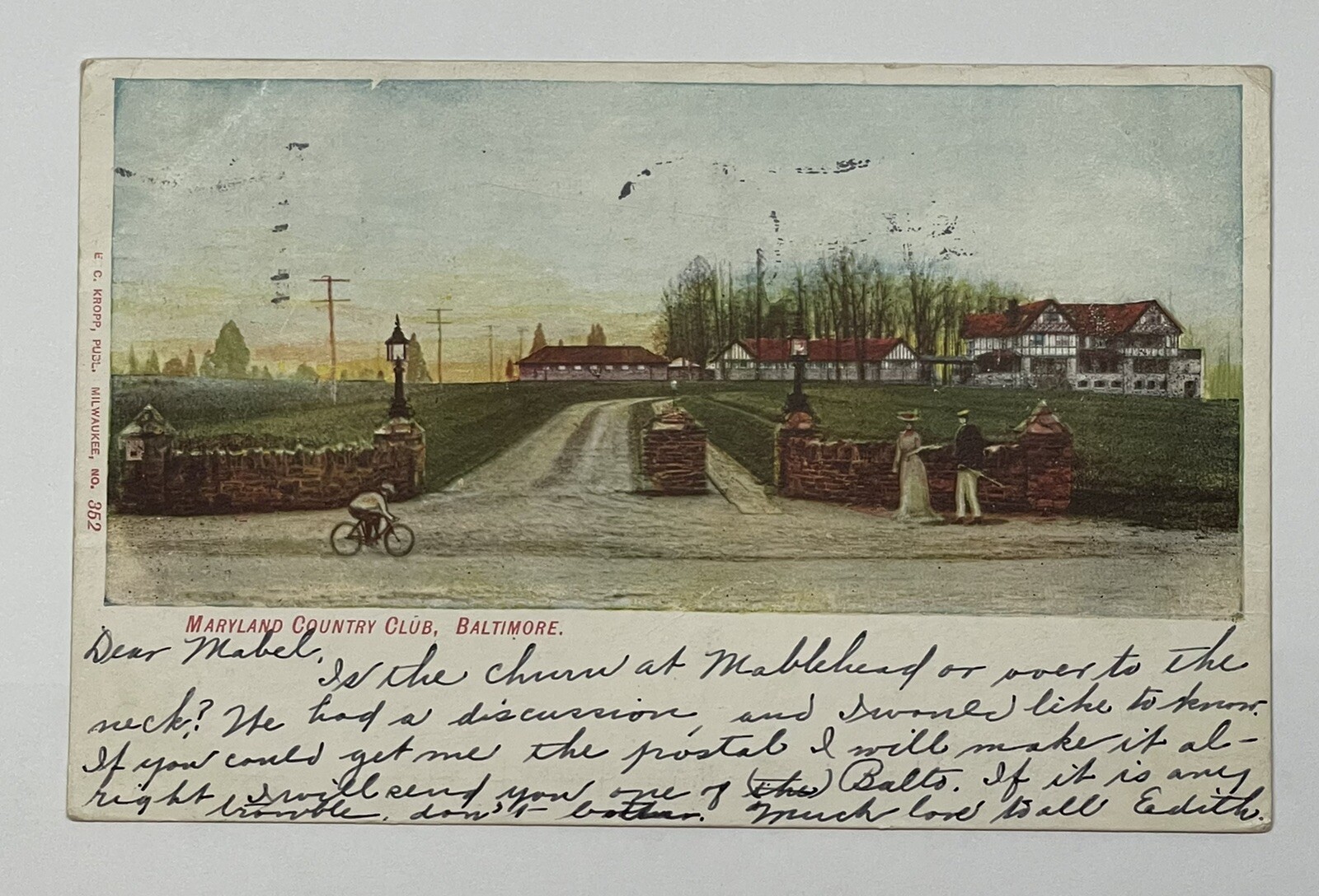 Maryland Country Club Baltimore Postmarked 1908 Vintage Postcard | eBay