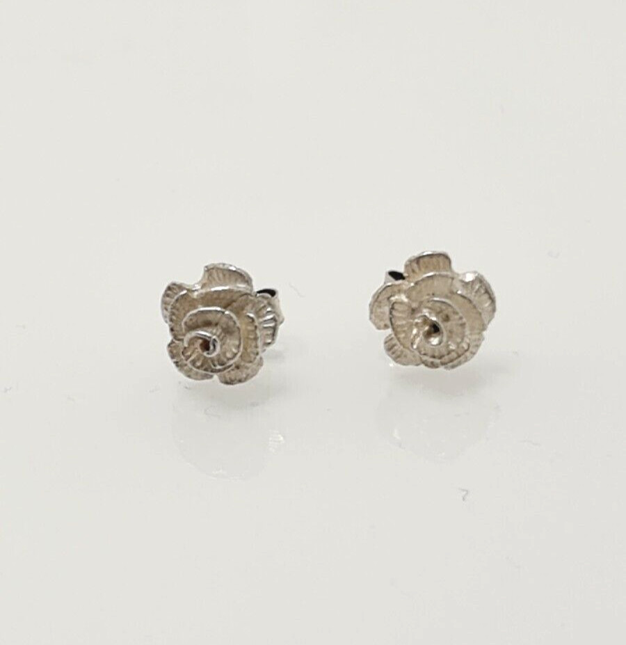 Gorgeous Solid Rose Stud Earrings 925 Solid Silve… - image 1