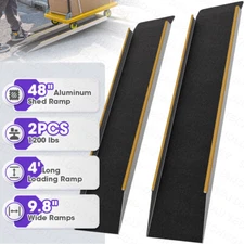 VNN 4FT 48" Aluminum Shed Ramps 2PCS Long Loading Ramp 1200 lbs Trailer Ramps