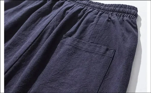 Lässige Herren Japanische Jogginghose Baumwolle Leinen Stretch Gummizug Hose Jogger - Bild 23 von 27