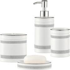 Bathroom Accessories Set, 4-Piece Ceramic Bath Accessory Complete Set with