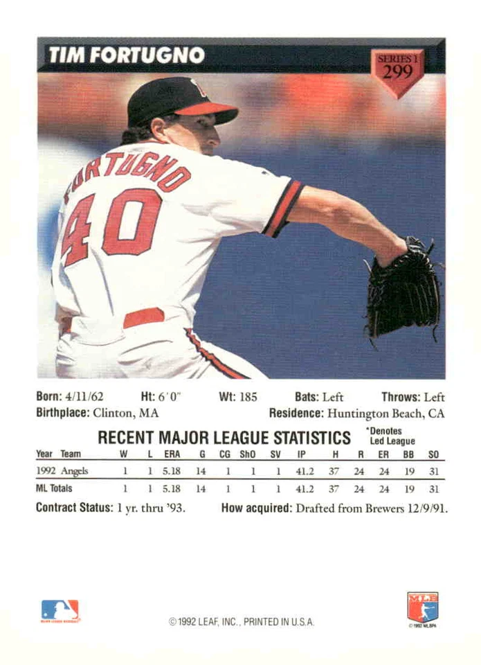 1993 Donruss #299 Tim Fortugno - Image 2 of 2