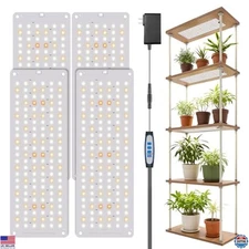 Garspen 6000K Full Spectrum Grow Light - 4 Panels, 552 LEDs, Timer, Dimmable