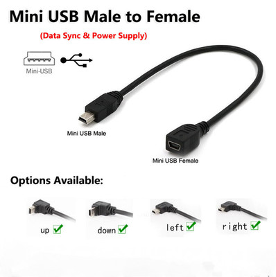 Mini USB 5Pin Verlängerungskabel Stecker zu Buchse Links Rechts Oben Unten