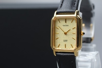 Vintage 1991 Citizen Exceed 5437-F40977 Gold Tank Quartz Damenuhr JAPAN
