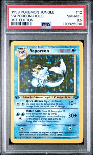 Vaporeon (1st Edition) graded PSA 8.5 for sale on eBay
