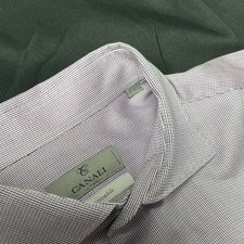 Canali Impeccabile Men's Micro Check Dress Shirt Light Purple Spread Collar 16.5