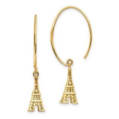 14 Karat Gelbgold Eiffelturm Ohrhänger und Ohrhänger 1,43 g, L-34,8 mm für Mama