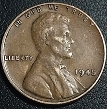 1945 Wheat Penny, Rim Error L + W , Rim DDO
