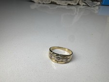 Yellow Gold Band Ring Bezel Set Three Round W...