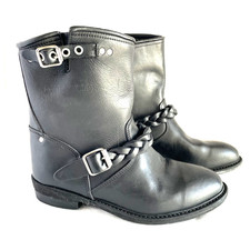 Golden Goose Biker Boots US 7.5 EU 38 Black Leather Metal GGDB Italian