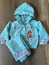 Vintage 2000 Y2K Strawberry Shortcake Toddler Tracksuit Set Embroidered Blue 12M