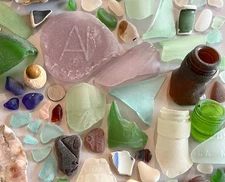 Genuine Beach Sea Glass - 1 and 1/2 pounds w/ Sea Marble Surf-tumbled Mendocino