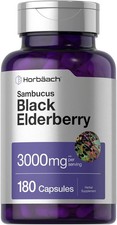 Black Elderberry  3000Mg Capsules  180 Count  Non-Gmo, Gluten Free  Sambucus
