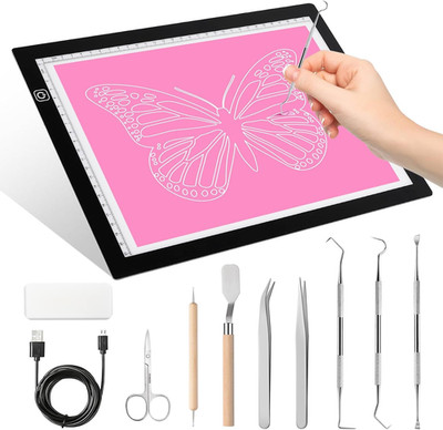 A4 Light Pad for Weeding Vinyl, LED Copy Board Light Tracing Box Ultra-Thin Adju