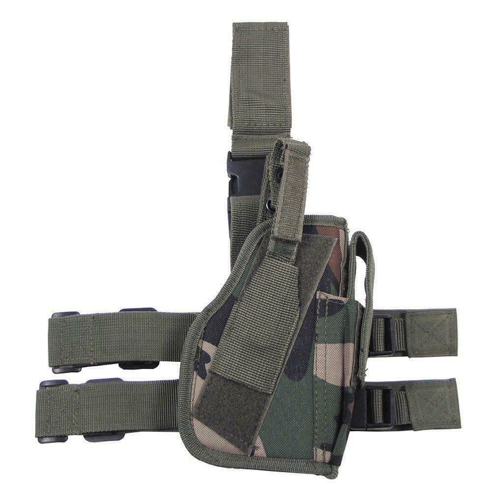 Mfh Tactical Drop Leg Holster Woodland Camo Airsoft Pistol Holster Army