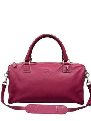 Loewe Raspberry Pink Leather 2way Amazona 32 Boston Bag Auth Duffel