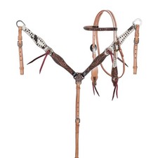 Showman Autumn Hide Browband Headstall  Breast Collar Set