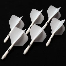 CUESOUL Integrated Dart Shaft and Flights 6 Pieces Big Wing Shape-White