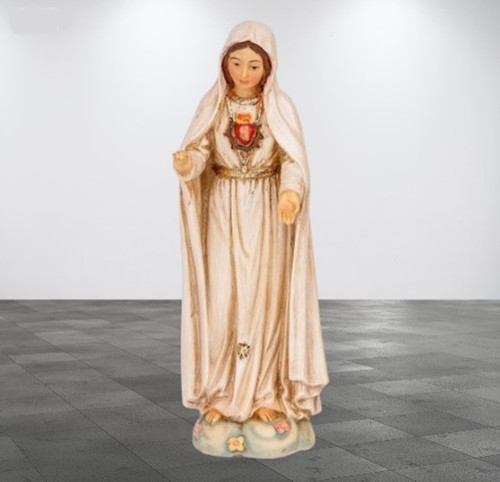 Statua Cuore Immacolato di Maria Fatima statuina 4 pollici dipinta a mano con carta sacra - Foto 2 di 4