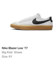 Nike Blazer Low 77 6Y GS White and black