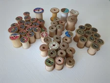 Lot of 53 empty vintage wooden spools